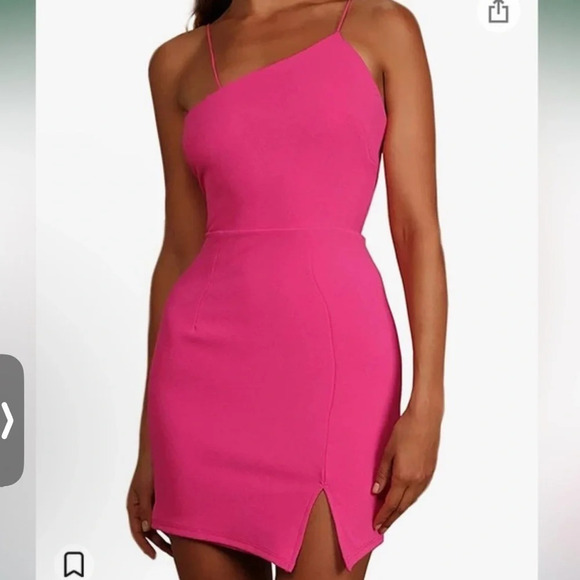 Hot Pink Asymmetrical Mini Dress – NWT, Size Small (4–6) - Picture 1 of 5